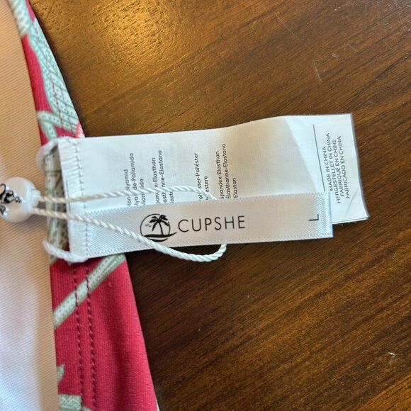 NWT Cupshe High-Waist Bikini Bottom Red Floral Size Large - Picture 4 of 8